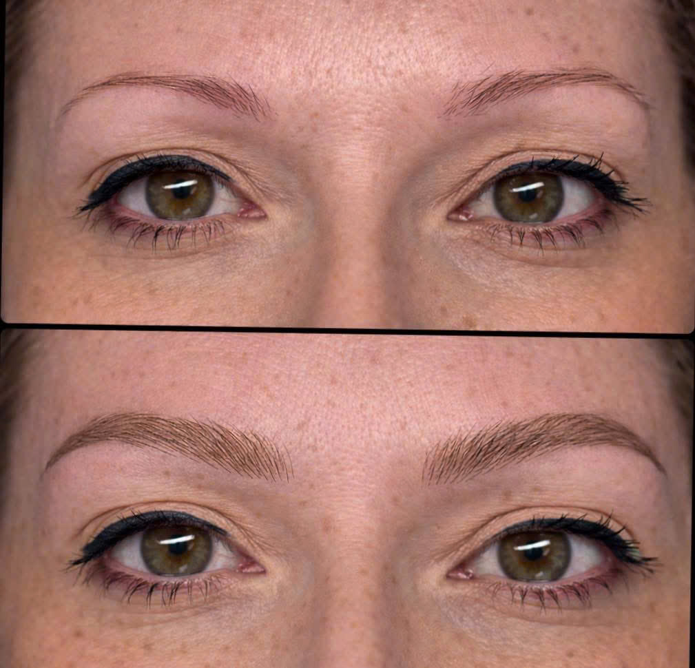 Natural permanent makeup brow transformation in District 1